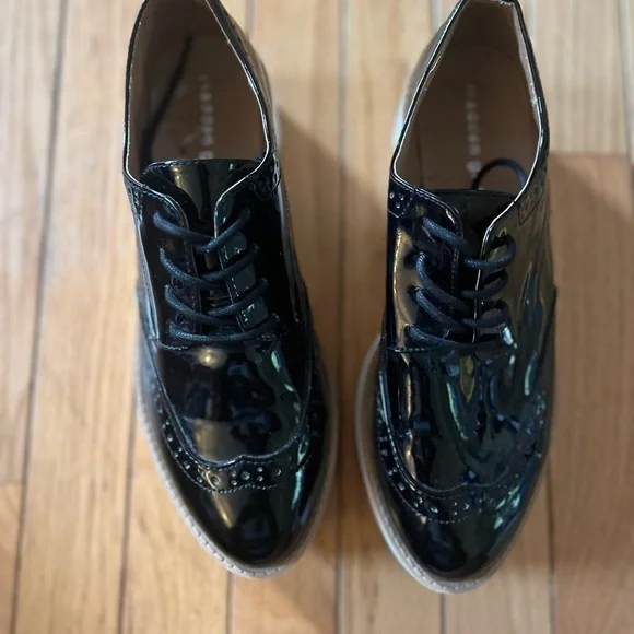 Madden Girl G-class Oxfords Platform Shoes  size 9M Black Glossy Y2K Preppy - Picture 6 of 7